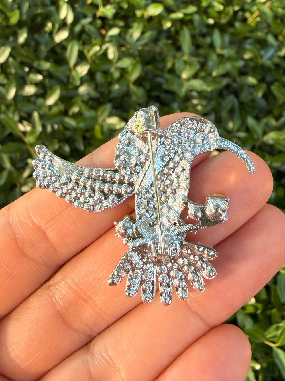 Silver Bird Brooch Pin - Crystal Bird Brooch - Picture 4 of 8